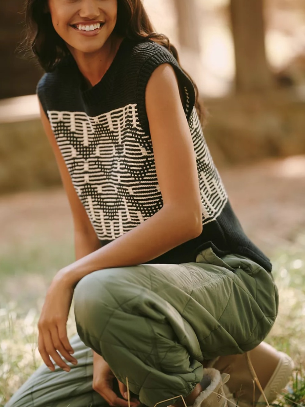 Anthropologie Black and White Knit Sleeveless Sweater Vest